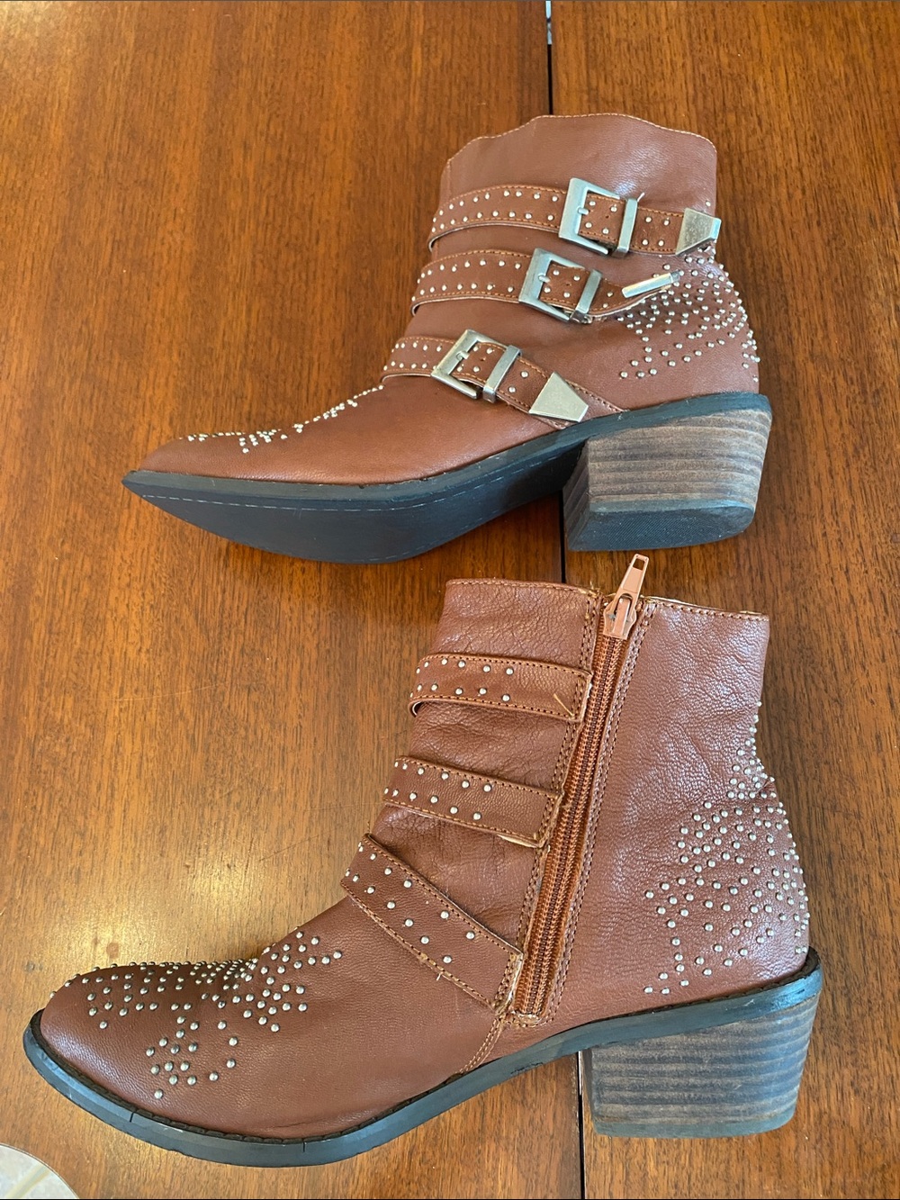 Studded Skechers Brown Women's Ankle Boots - Picture 6 of 8